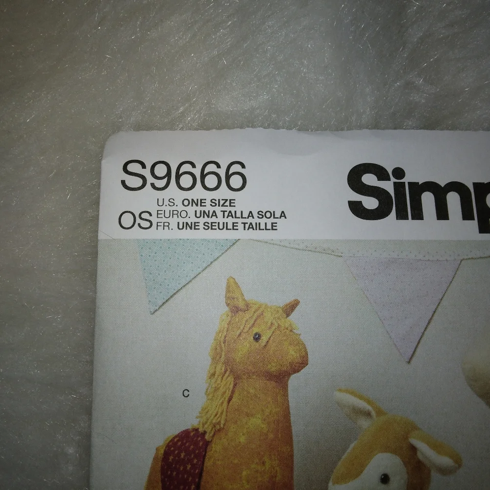 Simplicity 9666 Plush Animal Dolls Bunny Bear Pony Deer Alpaca